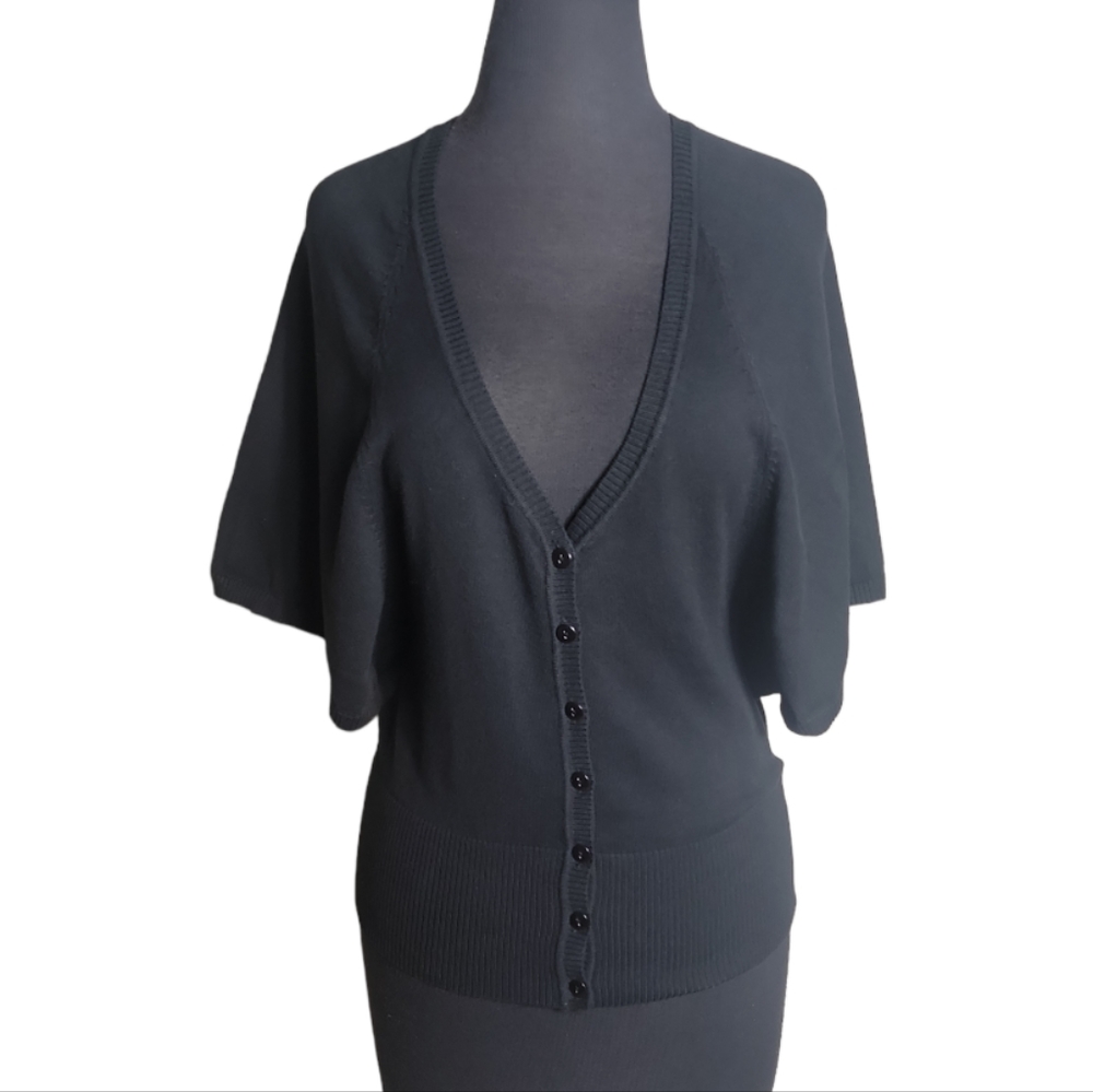 The Limited black flutter sleeve v neck button front cardigan women's size small